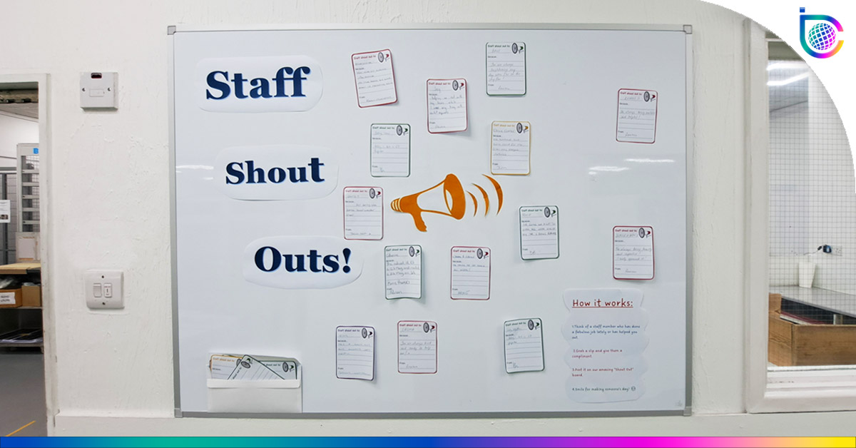 Incodia prioritise teamwork with ‘Staff Shout Out’ board